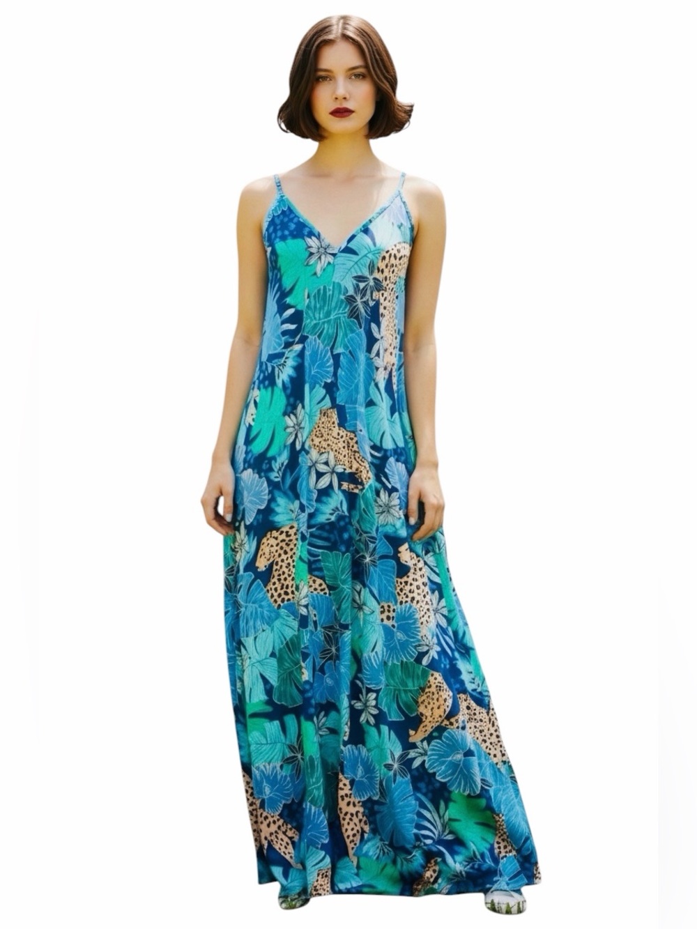 VAN WINKLE & CO. New Leopard Maxi Slip Dress.